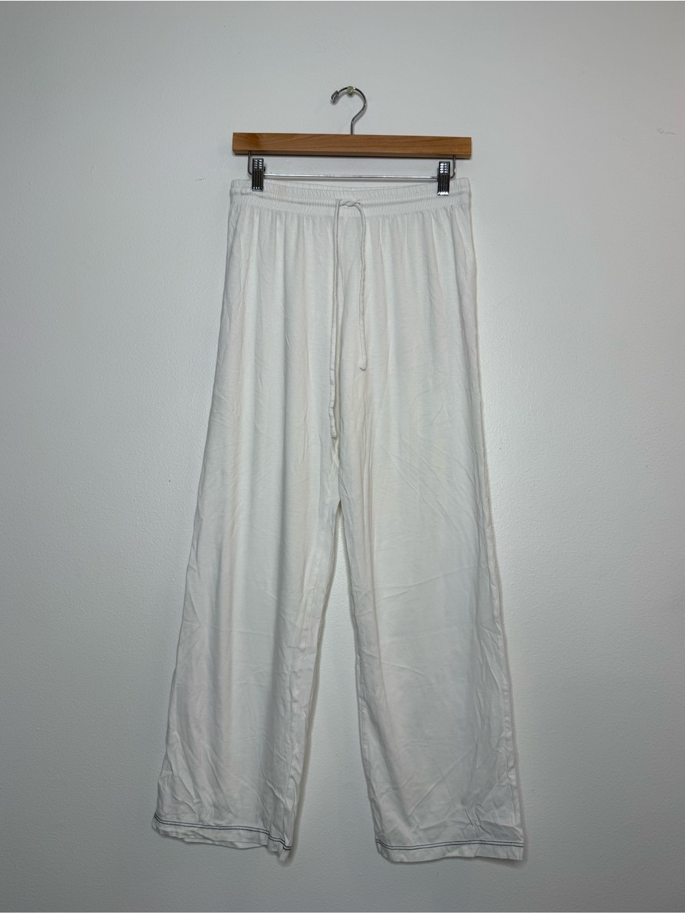 Eberjey 100% Organic Cotton Pajama Lounge Pants in creamy white size small